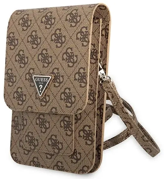 Guess PU 4G Triangle Logo Phone Bag Brown