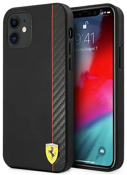 Ferrari FESAXHCP12SBK iPhone 12 mini 5,4" czarny|black hardcase On Track Carbon Stripe