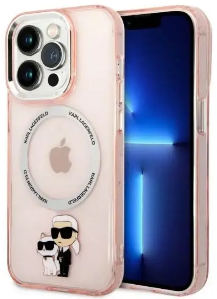 Karl Lagerfeld MagSafe Compatible Case IML Karl and Choupette NFT for iPhone 14 Pro Max Pink