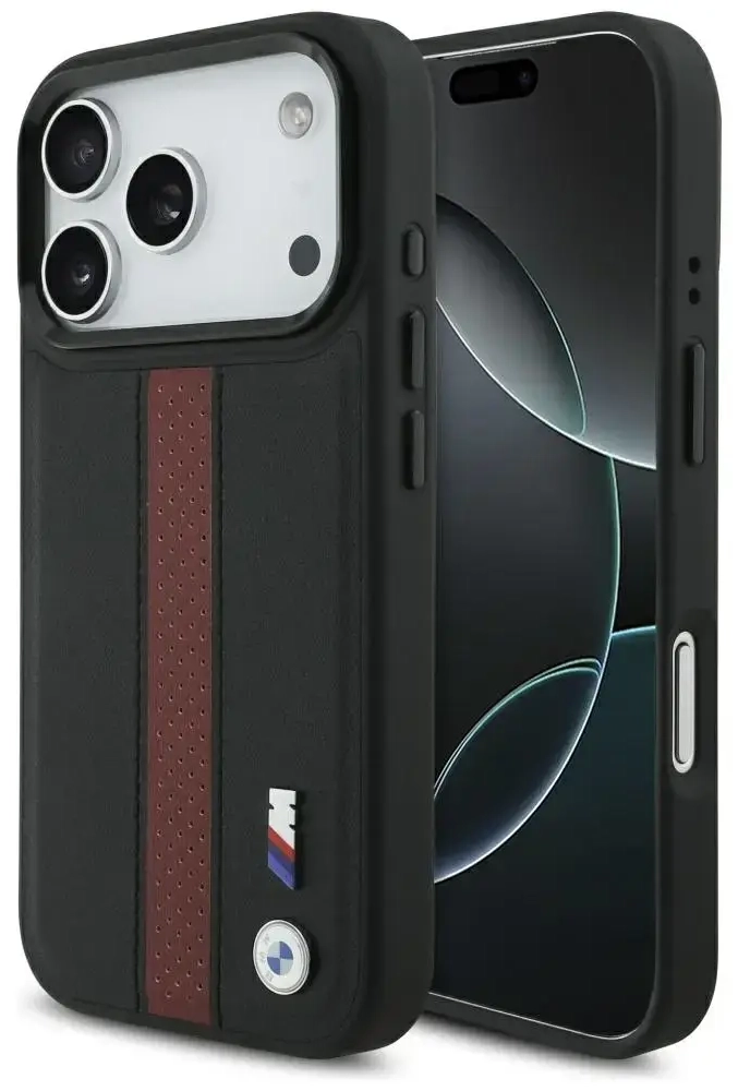 Case BMW M Perforated Stripe Logo MagSafe for iPhone 17 Pro red