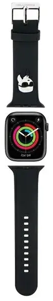 Karl Lagerfeld Pasek KLAWMSLKNK Apple Watch 38|40|41mm czarny|black strap 3D Rubber Karl Head