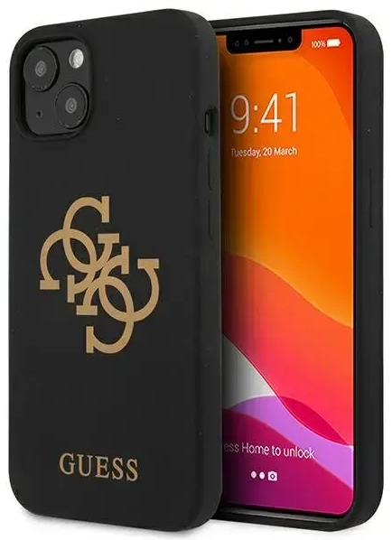 Guess GUHCP13SLS4GGBK iPhone 13 mini 5,4" czarny|black hard case Silicone 4G Logo