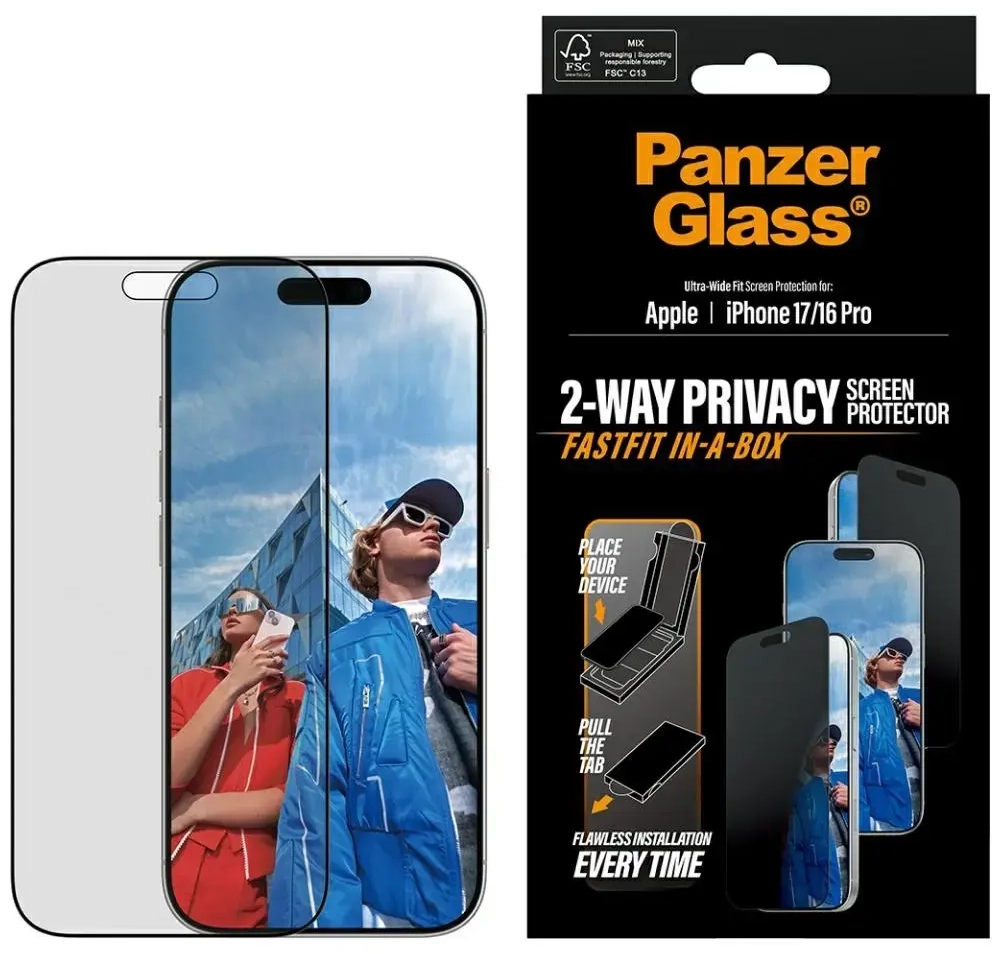 PanzerGlass Ultra-Wide Fit Fastfit Privacy Glass for iPhone 17 | 16 Pro