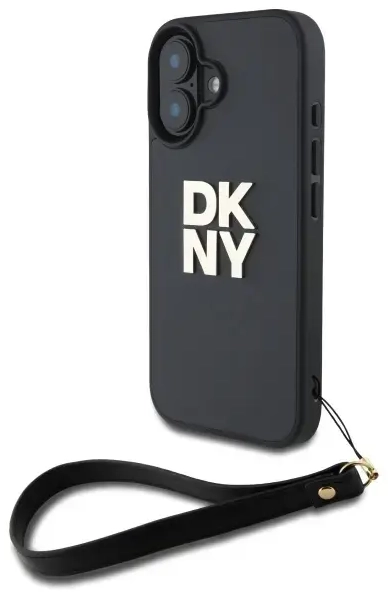 DKNY DKHCP16SPBSWSK iPhone 16 6.1"        czarny|black hardcase Wrist Strap Stock Logo