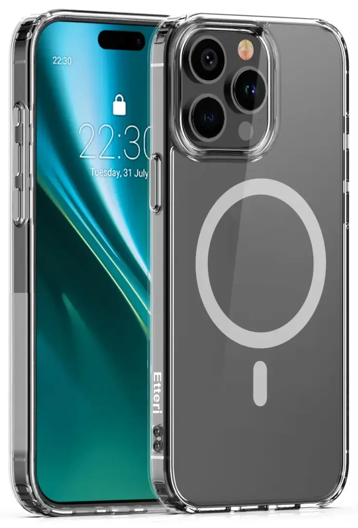 Etteri Color Mag phone case with MagSafe support for iPhone 15 Pro Max gray