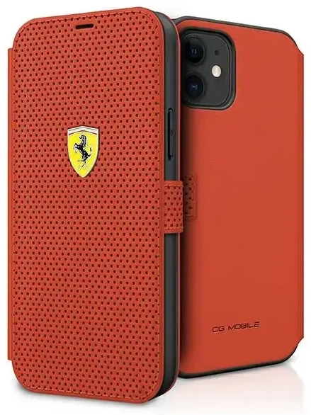 Ferrari FESPEFLBKP12SRE iPhone 12 mini 5,4" czerwony|red book On Track Perforated
