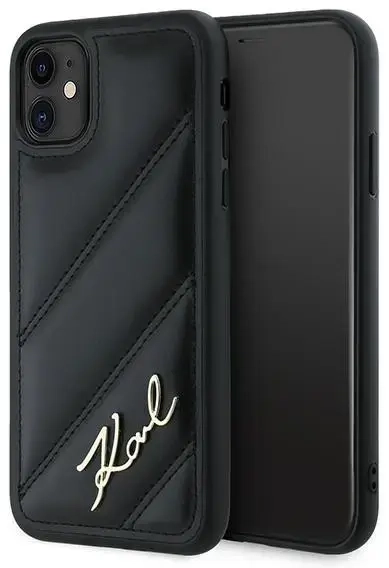 Karl Lagerfeld KLHCN61PQDSMGK iPhone 11 | Xr 6.1" czarny|black hardcase Diagonal Quilted Script