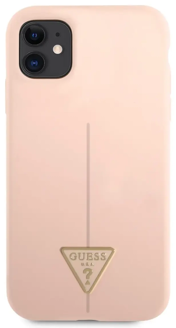 Guess Silicone Line Triangle dėklas iPhone 11 rožinis