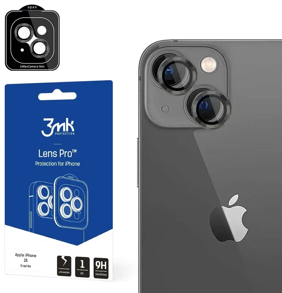 Apple iPhone 15 - 3mk Lens Protection Pro Graphite screen protector