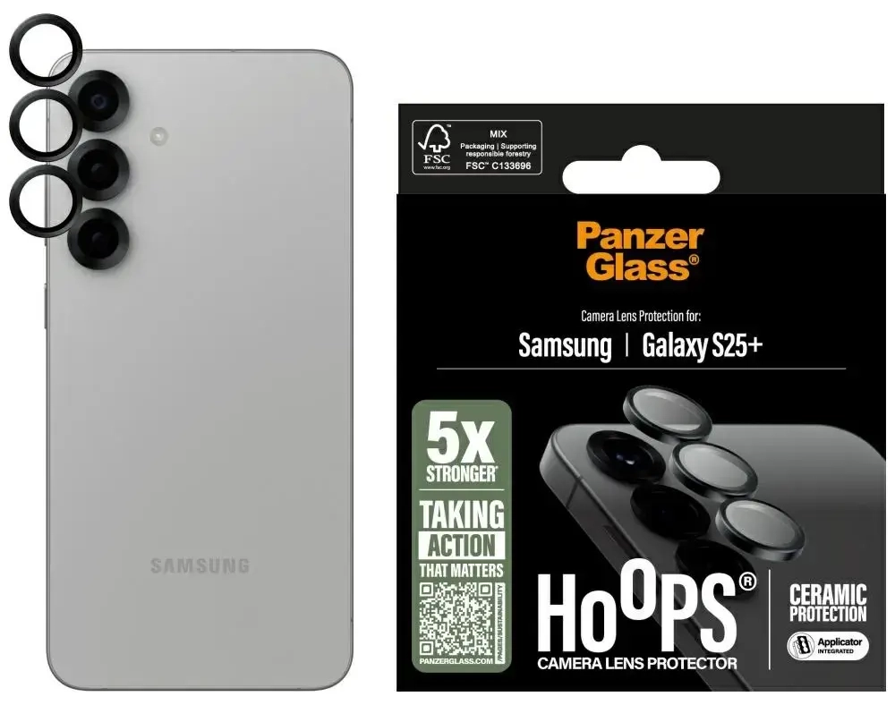 PanzerGlass Hoops keraamiline objektiivi kaitseklaas Samsung Galaxy S25+ jaoks