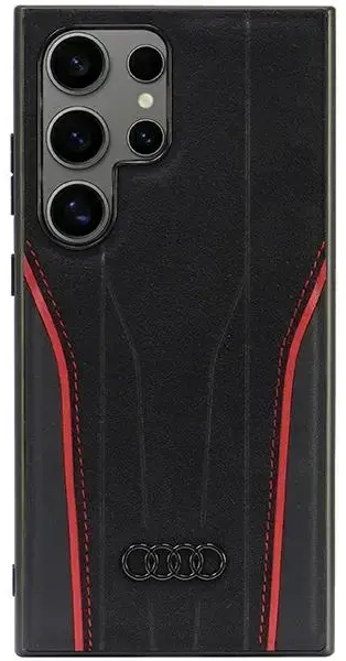 Audi Genuine Leather MagSafe S24 Ultra S928 czarno-czerwony|black-red hardcase AU-TPUPCS24U-R8|D3-RD