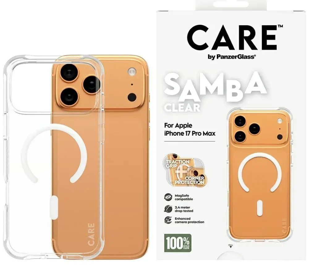 Case CARE by PanzerGlass Fashionable Samba w. White MagSafe for iPhone 17 Pro Max transparent