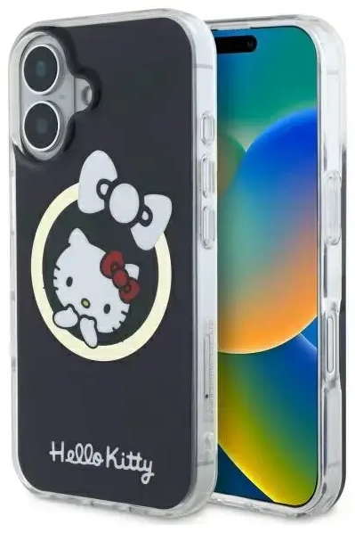 Hello Kitty HKHMP16SHFLBK iPhone 16 6,1" czarny|black hardcase IML Fun bow Magsafe