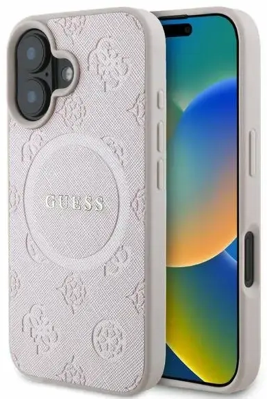Guess GUHMP16SPSAPSMEP iPhone 16 6.1" różowy|pink hardcase Saffiano Peony Classic Logo MagSafe