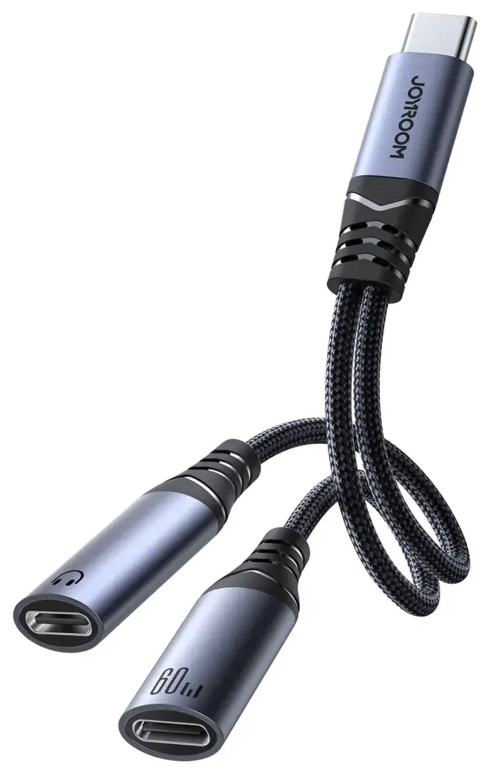 Joyroom SY-C03 USB-C į 2x USB-C 2in1 DAC adapteris – juodas