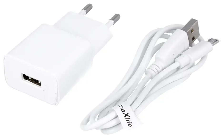 Maxlife MXTC-01 tīkla lādētājs | 5W | USB-A | Micro USB vads komplektā | balts
