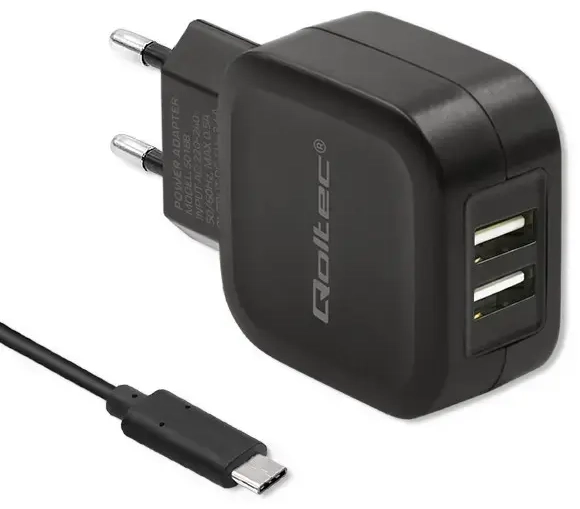 Qoltec 50188 reisilaadija | 17W | USB-A | USB-A kuni USB-C kaabliga komplektis