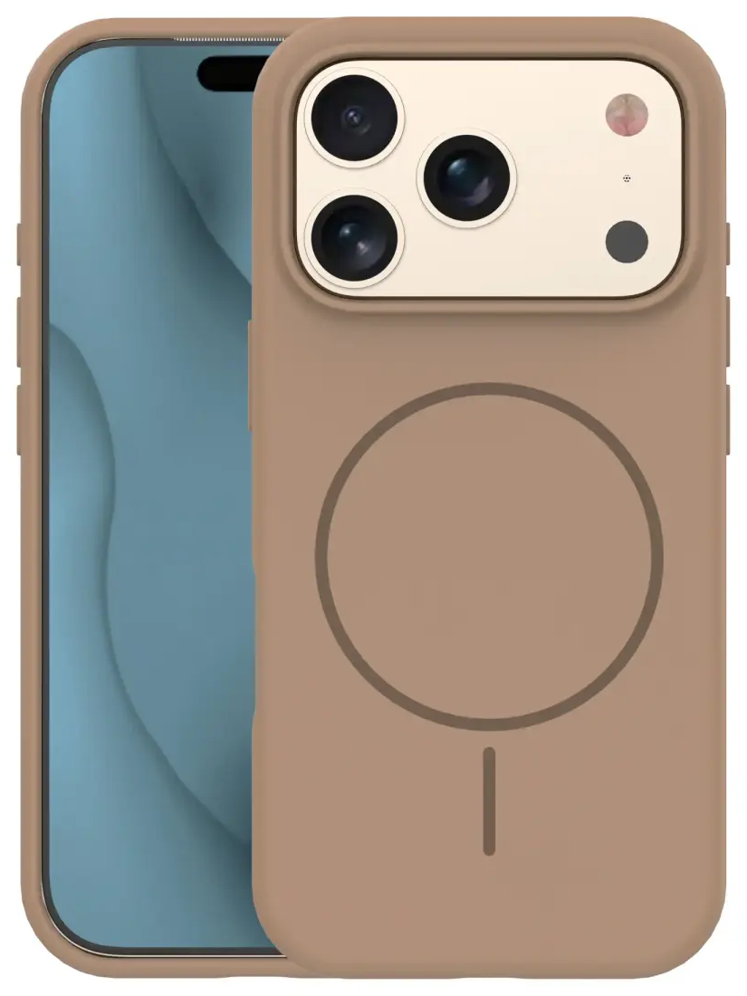 Silicone Thin Mag чехол с поддержкой MagSafe для телефона iPhone 17 Pro коричневый