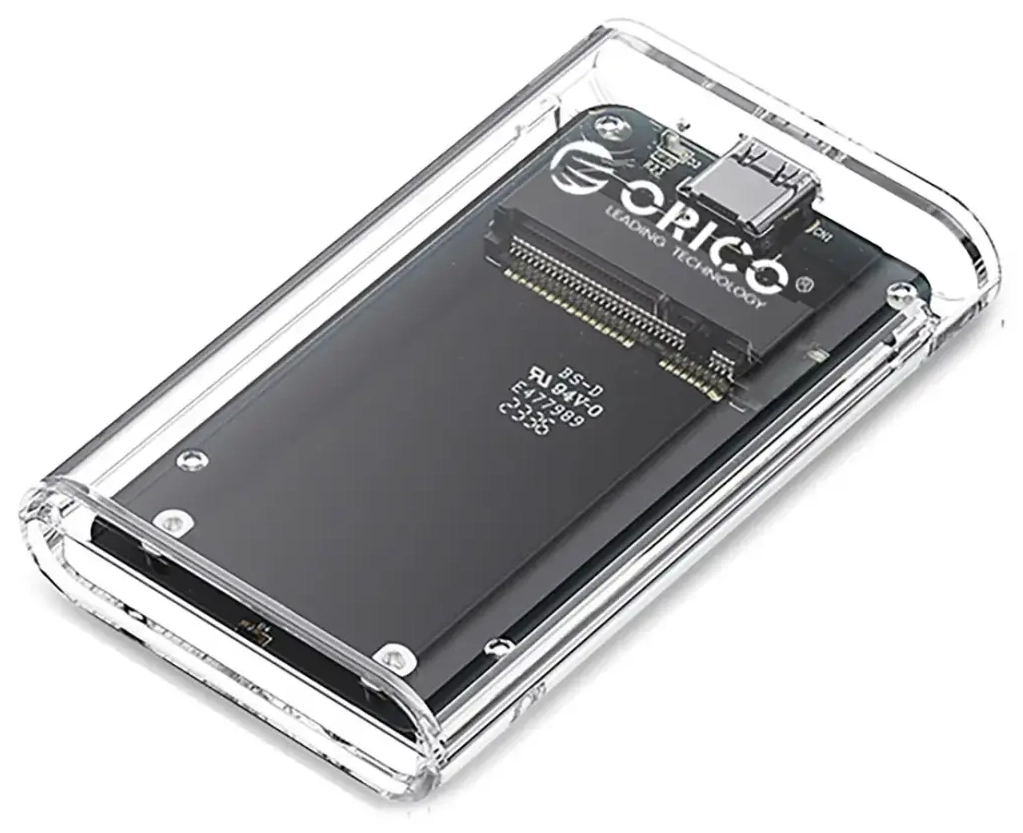 Orico TC10-MS MSATA USB-C 3.2 5Gb|s kettakassett – läbipaistev