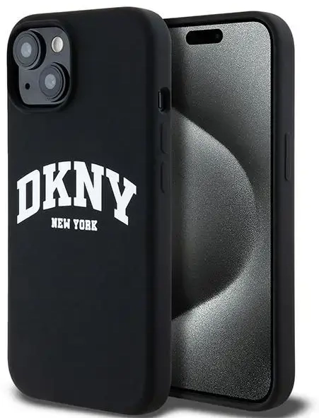 DKNY DKHMP14SSNYACH iPhone 14 | 15 | 13 6.1" czarny|black hardcase Liquid Silicone White Printed Logo MagSafe