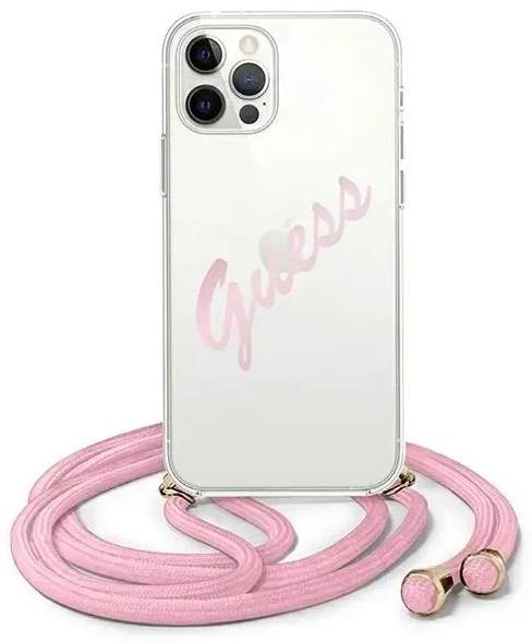 Guess GUHCP12MCRTVSPI iPhone 12|12 Pro 6,1" różowy|pink hardcase Script Vintage