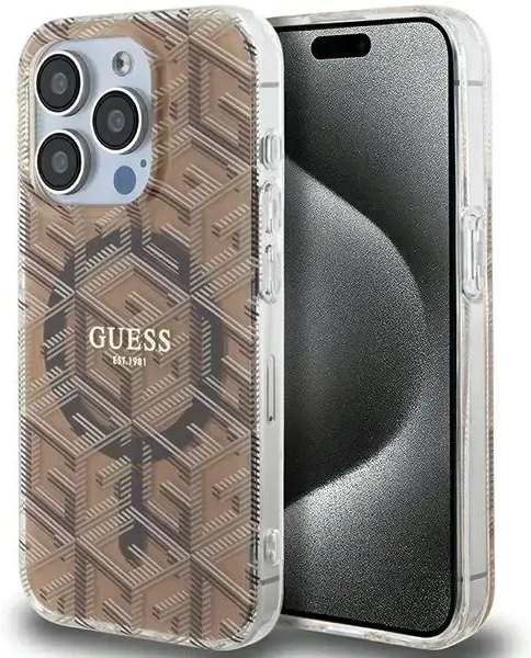 Guess GUHMP15XHGCUSTGW iPhone 15 Pro Max 6.7" brązowy|brown hardcase IML GCube MagSafe