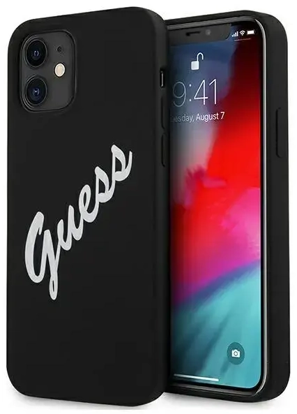 GUHCP12SLSVSBW Guess Silicone Vintage Script Cover for iPhone 12 mini 5.4 Black