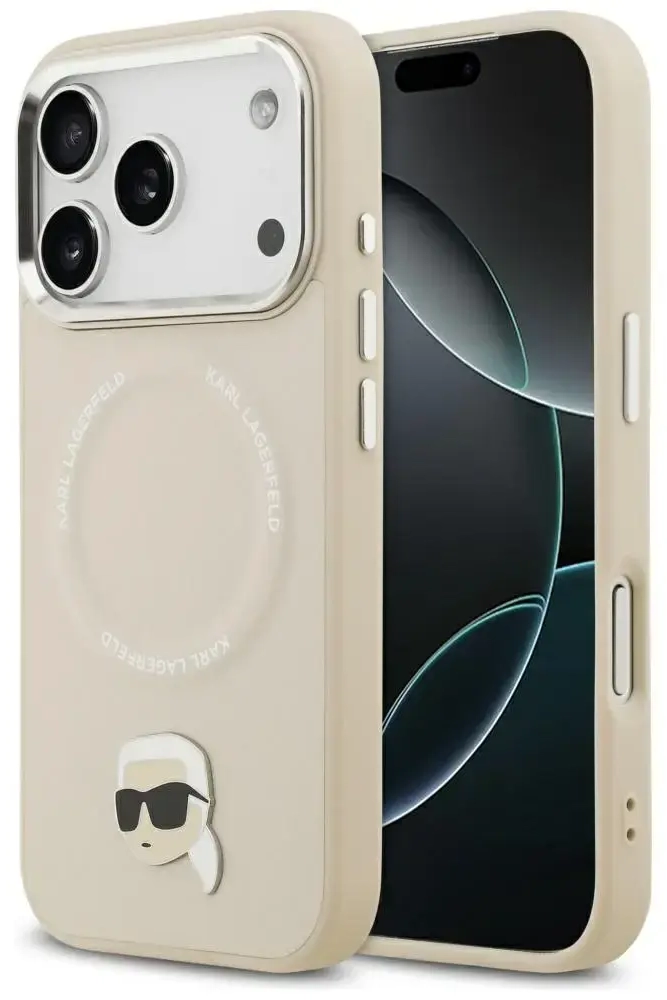 Karl Lagerfeld Karl Pin MagSafe Case for iPhone 17 Pro Max Beige