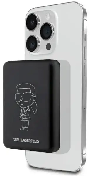 Karl Lagerfeld Ikonik ārējais akumulators (powerbank) | 3000 mAh | 5W | USB-C, MagSafe | melns