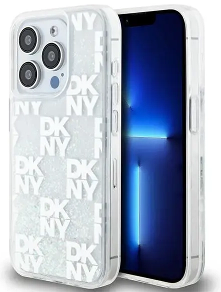 DKNY DKHCP15LLCPEPT iPhone 15 Pro 6.1" biały|white hardcase Liquid Glitter Multilogo