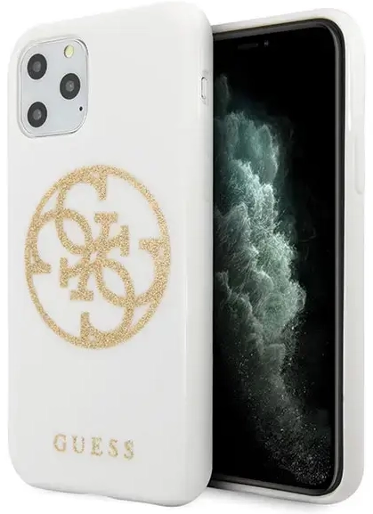 Guess GUHCN65TPUWHGLG iPhone 11 Pro Max biały|white hard case Glitter 4G Circle Logo
