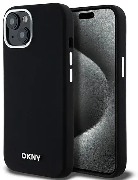 DKNY DKHMP14SSMCHLK iPhone 14 | 15 | 13 6.1" czarny|black hardcase Liquid Silicone Small Metal Logo MagSafe
