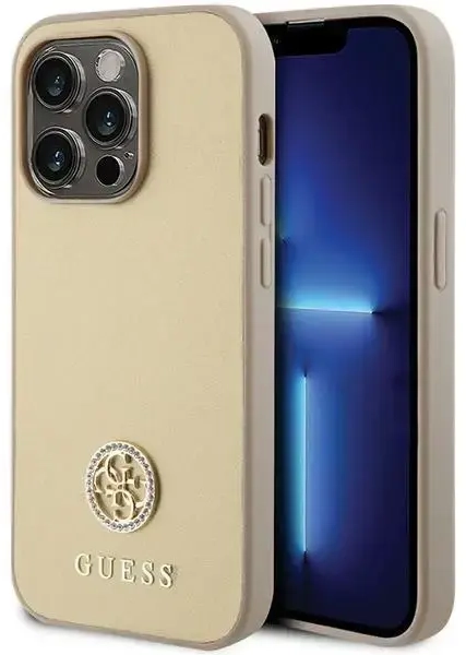 Guess GUHCP15LPS4DGPD iPhone 15 Pro 6.1" gold|gold hardcase Strass Metal Logo