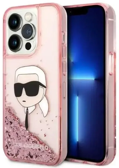 Karl Lagerfeld Glitter Karl's Head case for iPhone 14 Pro Max - pink