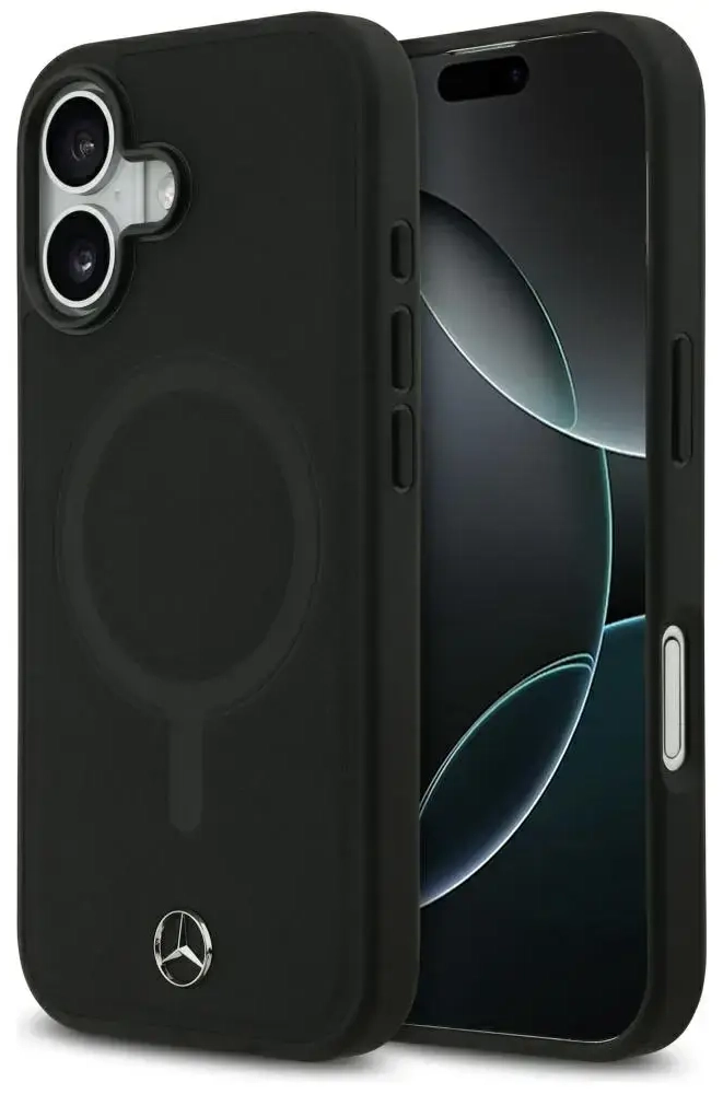 Mercedes Plain Smooth Leather чехол с поддержкой MagSafe для телефона iPhone 17 черный