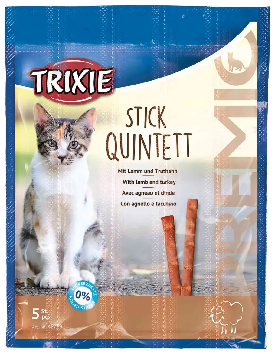 Лакомства для кошек - Trixie Premio Sticks Anti-Hairball 5*5г, ягненок|индейка