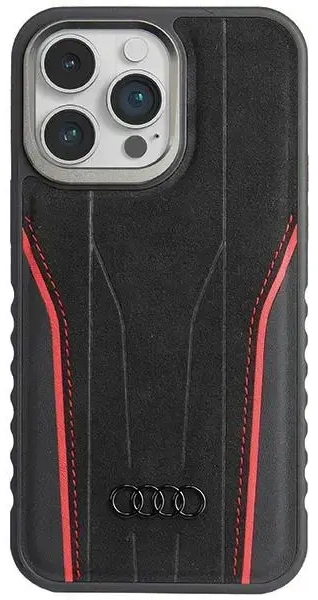 Audi Genuine Leather MagSafe iPhone 14 Pro Max 6.7" czarno-czerwony|black-red hardcase AU-TPUPCMIP14PM-R8|D3-RD
