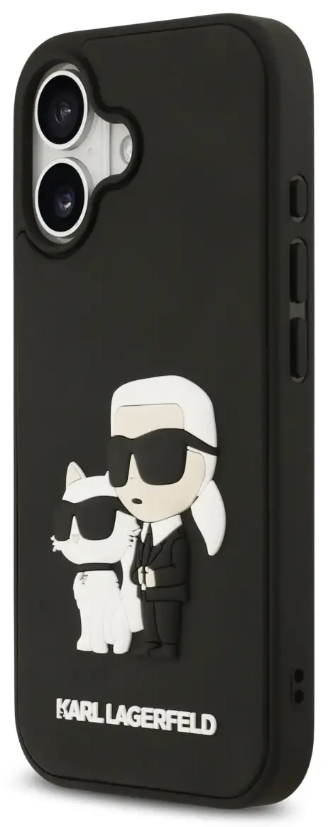 Karl Lagerfeld 3D Rubber Karl and Choupette maciņš telefonam iPhone 17 melns