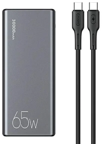 USAMS PB59 ārējais akumulators (powerbank) | 30000 mAh | 65W | USB-C, USB-A | melns