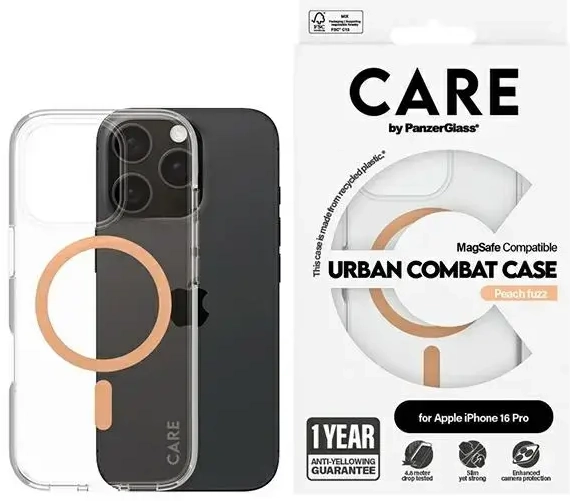 CARE by PanzerGlass Flagship Case iPhone 16 Pro 6,3" brzoskwiniowy|peachy MagSafe 1374