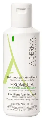 A-Derma Exomega Control Emollient Foaming Gel Emollient Foaming Gel for Dry to Atopic Skin 500 Ml