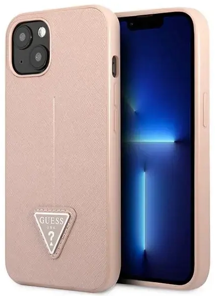 Guess GUHCP13SPSATLP iPhone 13 mini 5,4" różowy|pink hardcase SaffianoTriangle Logo