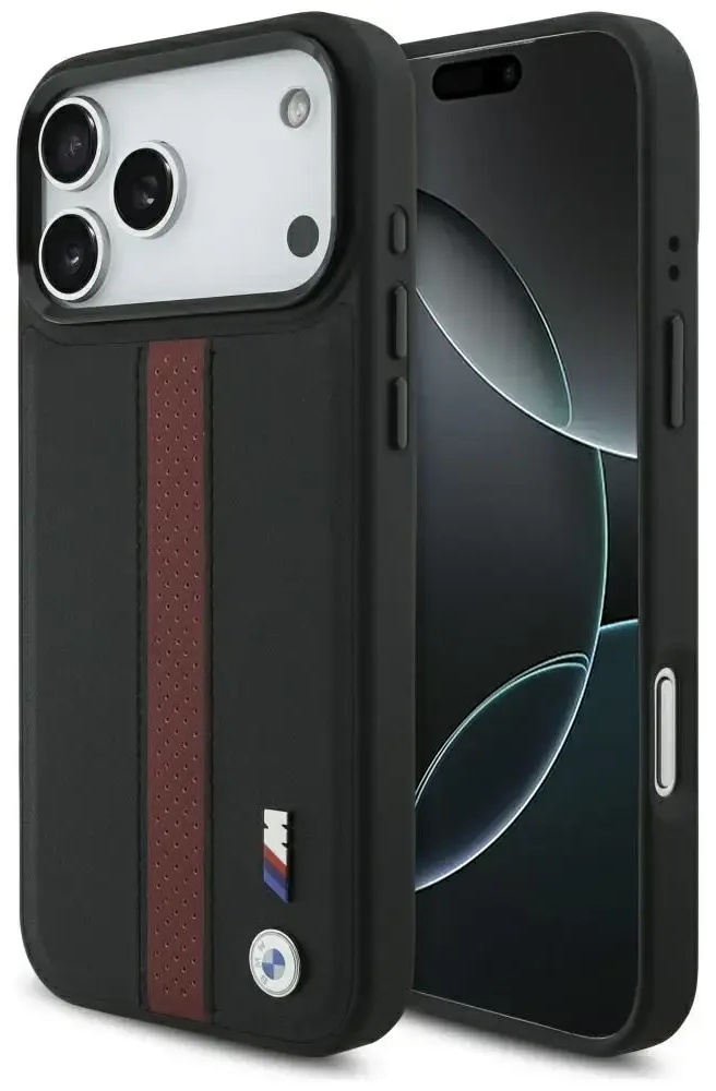 Case BMW M Perforated Stripe Logo MagSafe for iPhone 17 Pro Max red