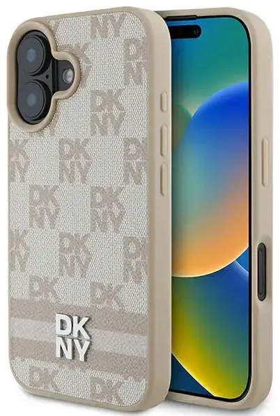 DKNY DKHCP16SPCPTSSP iPhone 16 6.1" różowy|pink hardcase Checkered Pattern & Printed Stripes