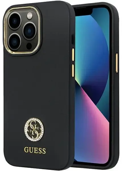Guess GUHCP13LM4DGPK iPhone 13 Pro | 13 6.1" czarny|black hardcase Silicone Logo Strass 4G