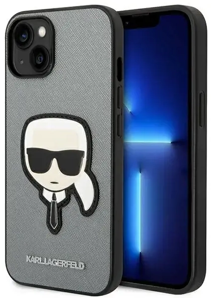 Karl Lagerfeld KLHCP14MSAPKHG iPhone 14 Plus 6,7" srebrny|silver hardcase Saffiano Karl`s Head Patch