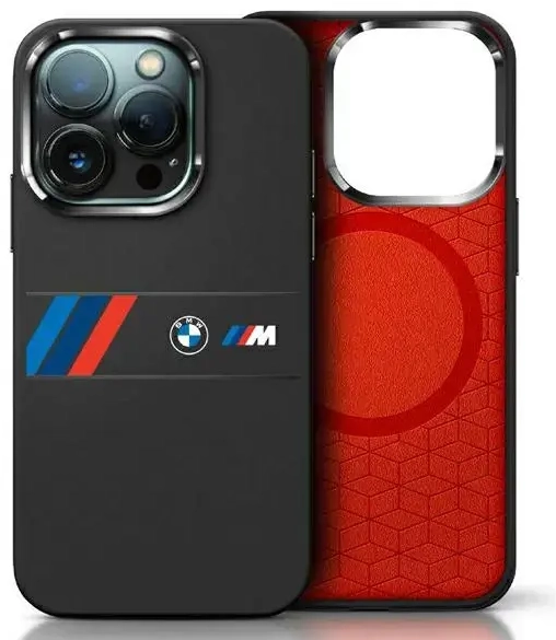 BMW BMHMP16X23SAXK iPhone 16 Pro Max      6.9" czarny|black hardcase Silicone Middle Stripe MagSafe
