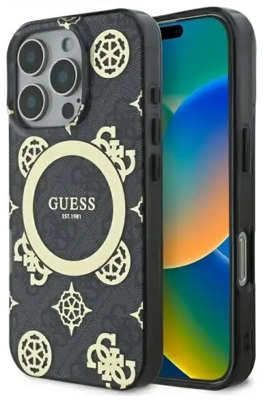 Guess GUHMP16XH4PYEEK iPhone 16 Pro Max   6.9" czarny|black hardcase IML Peony On 4G Background MagSafe
