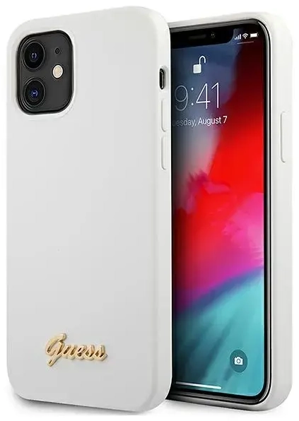Guess GUHCP12SLSLMGWH iPhone 12 mini 5,4" biały|white hardcase Metal Logo Script