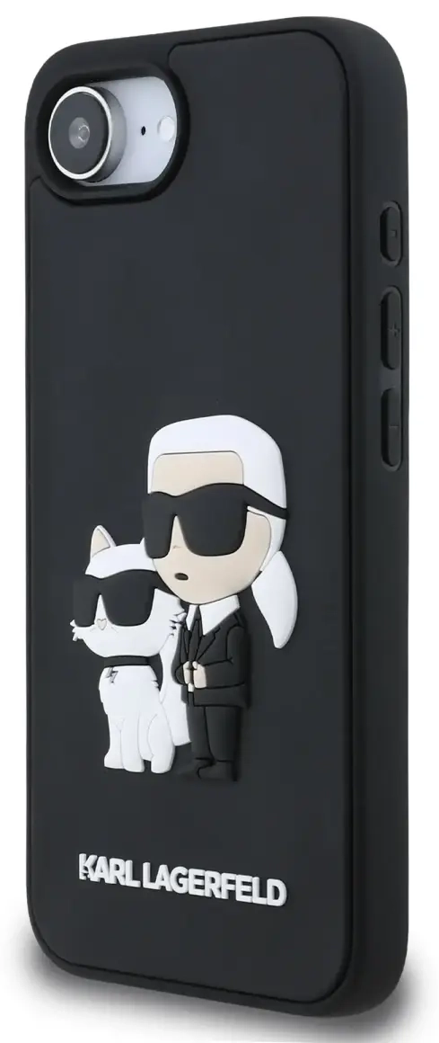 Karl Lagerfeld 3D Rubber Karl and Choupette phone case for iPhone 16e Black